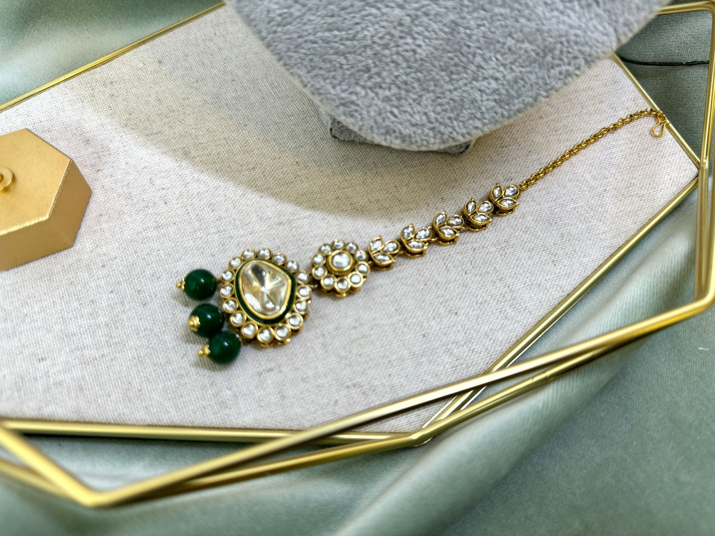 Emerald Green Kundan Choker Set- Grace 1003