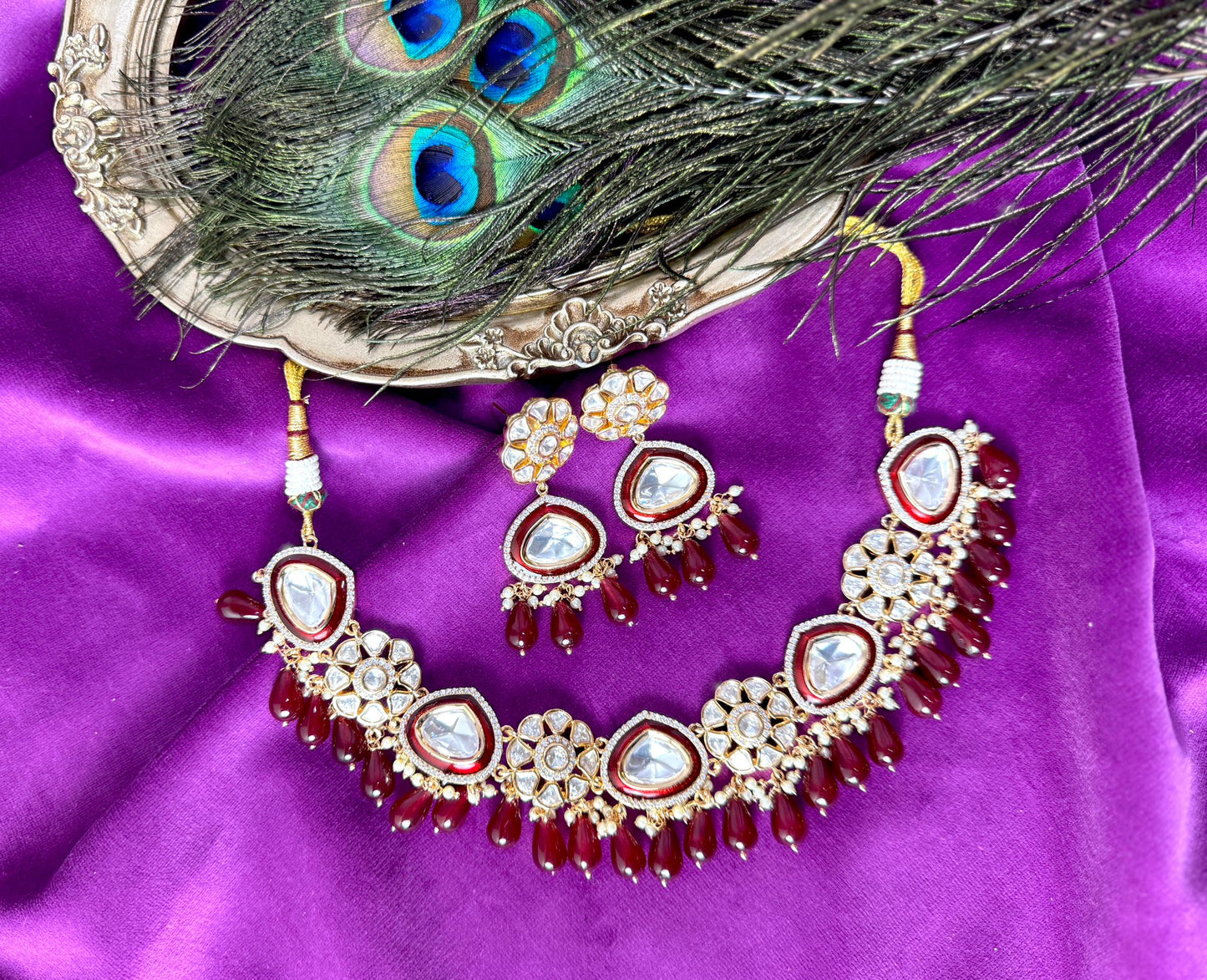 Maroon Gold Kundan Set- Roar 1011