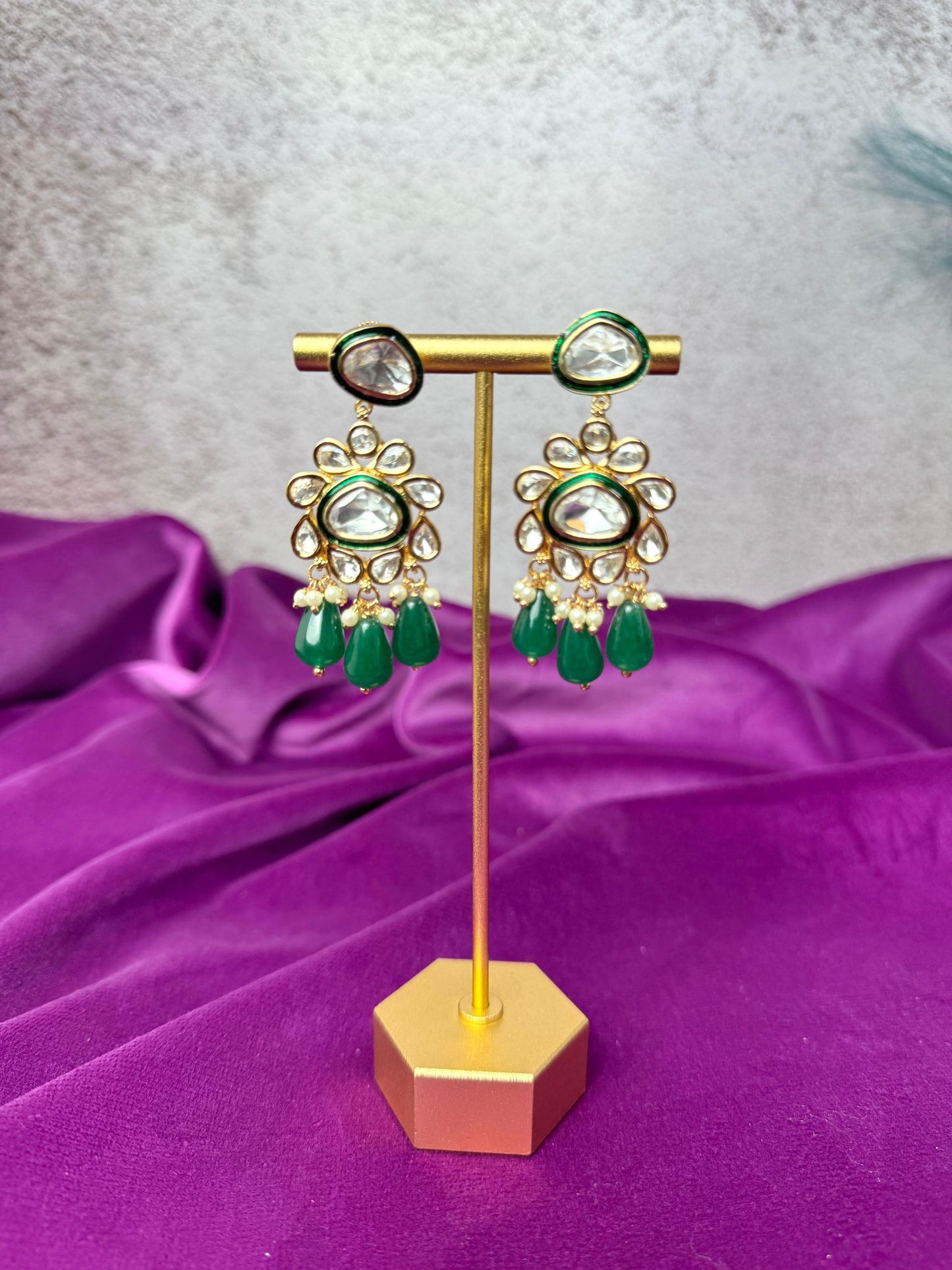 Emerald Green Uncut Kundan set- Roar 1017