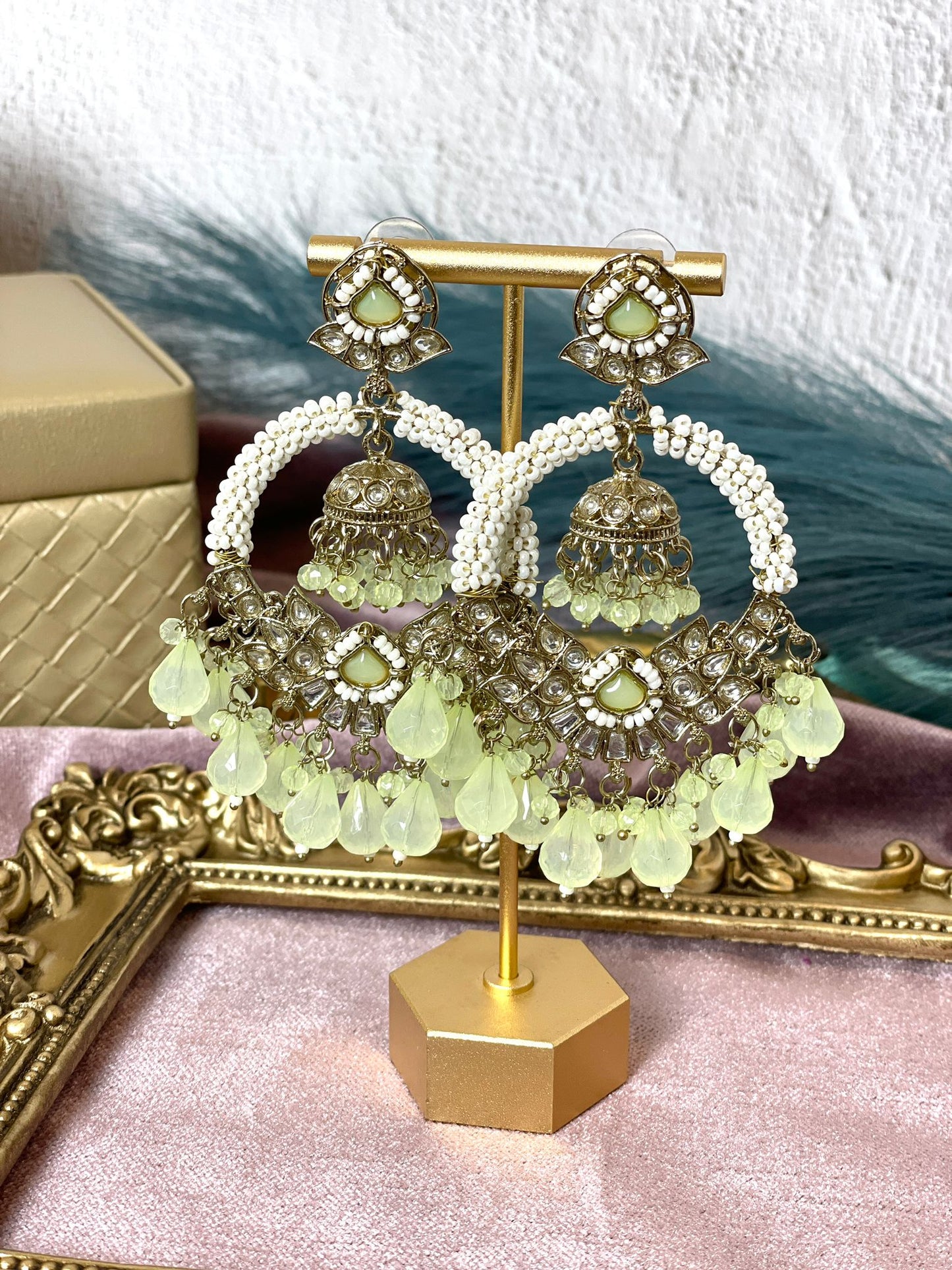 Mint Green Jhumka - Aura 1001