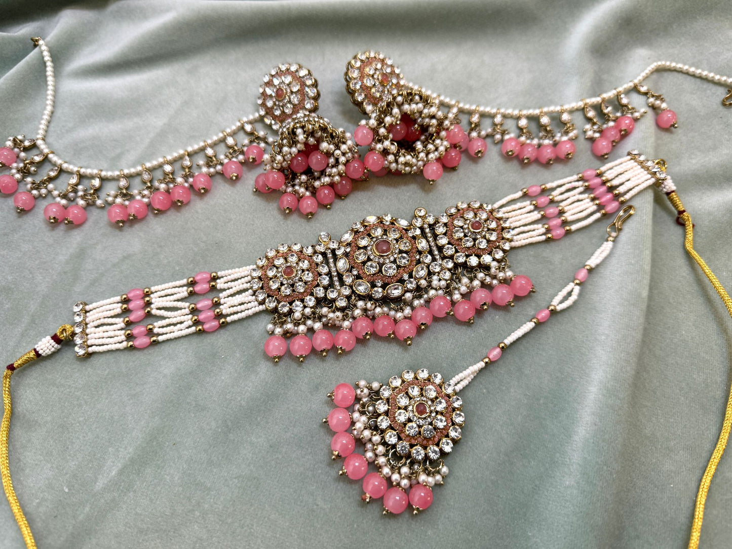 Pink Coral Pearl Choker - Grace 1004