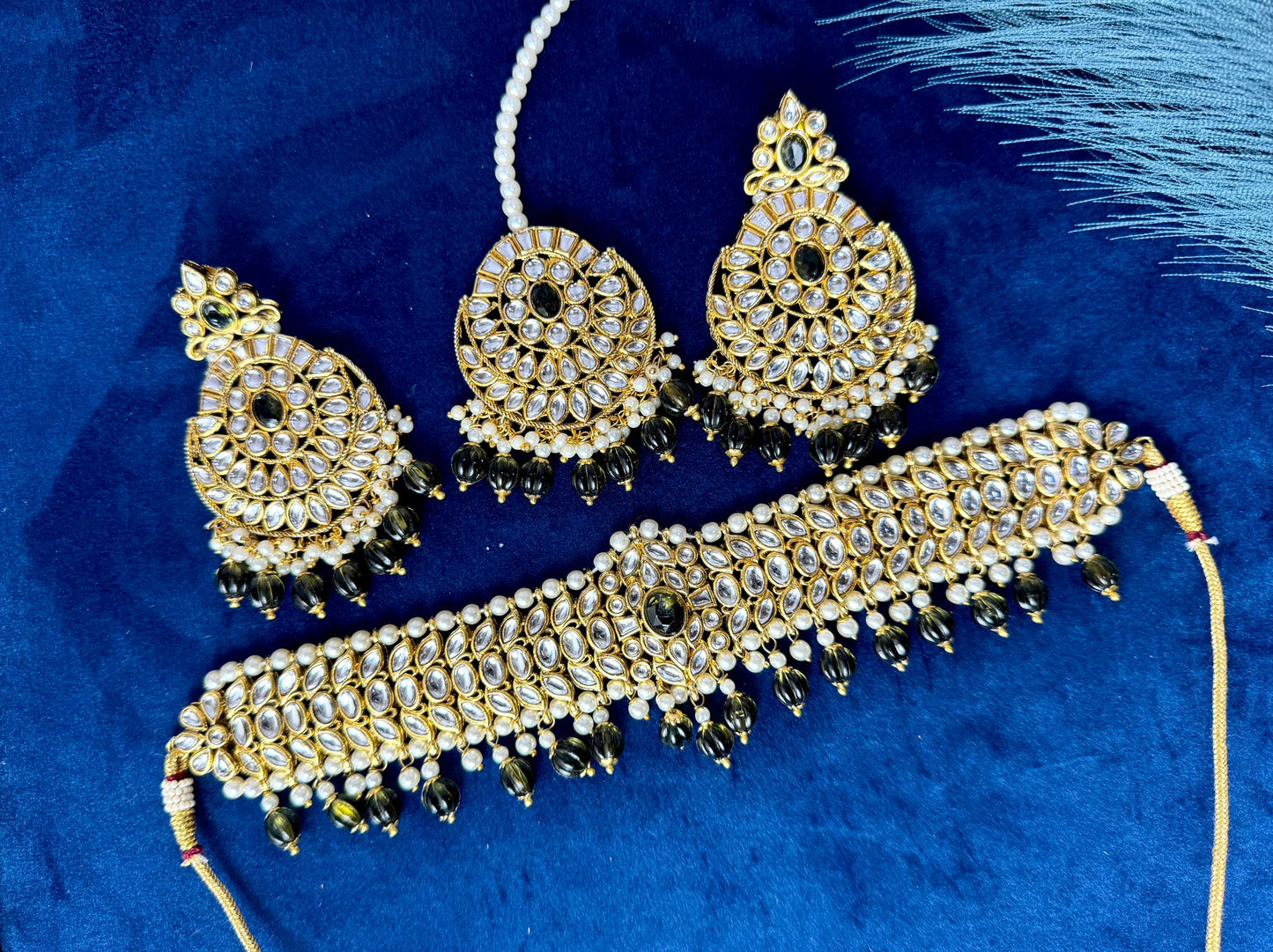 Army Green Ethnic Kundan Jewelry