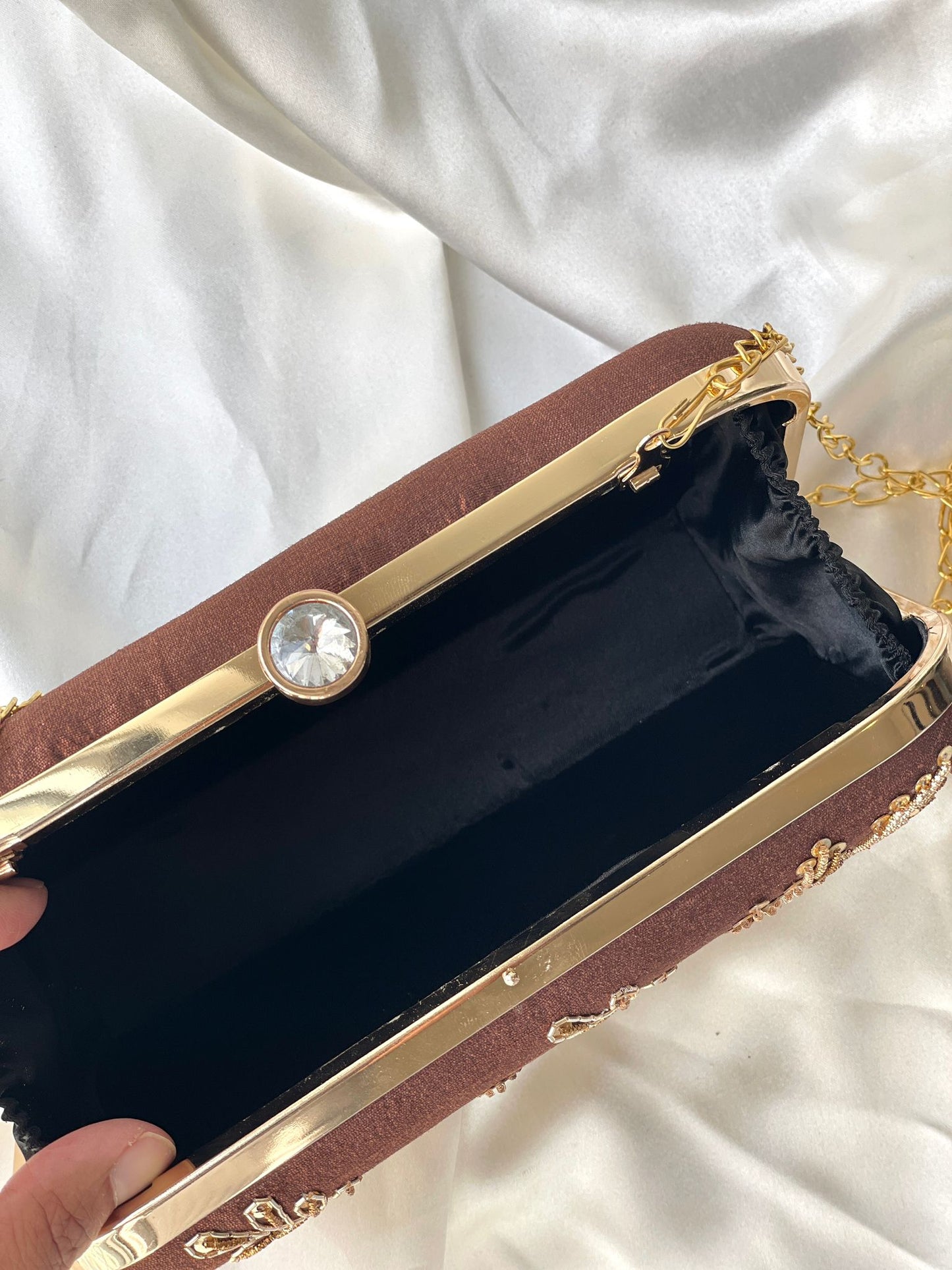 Brown and Gold Zardozi Clutch