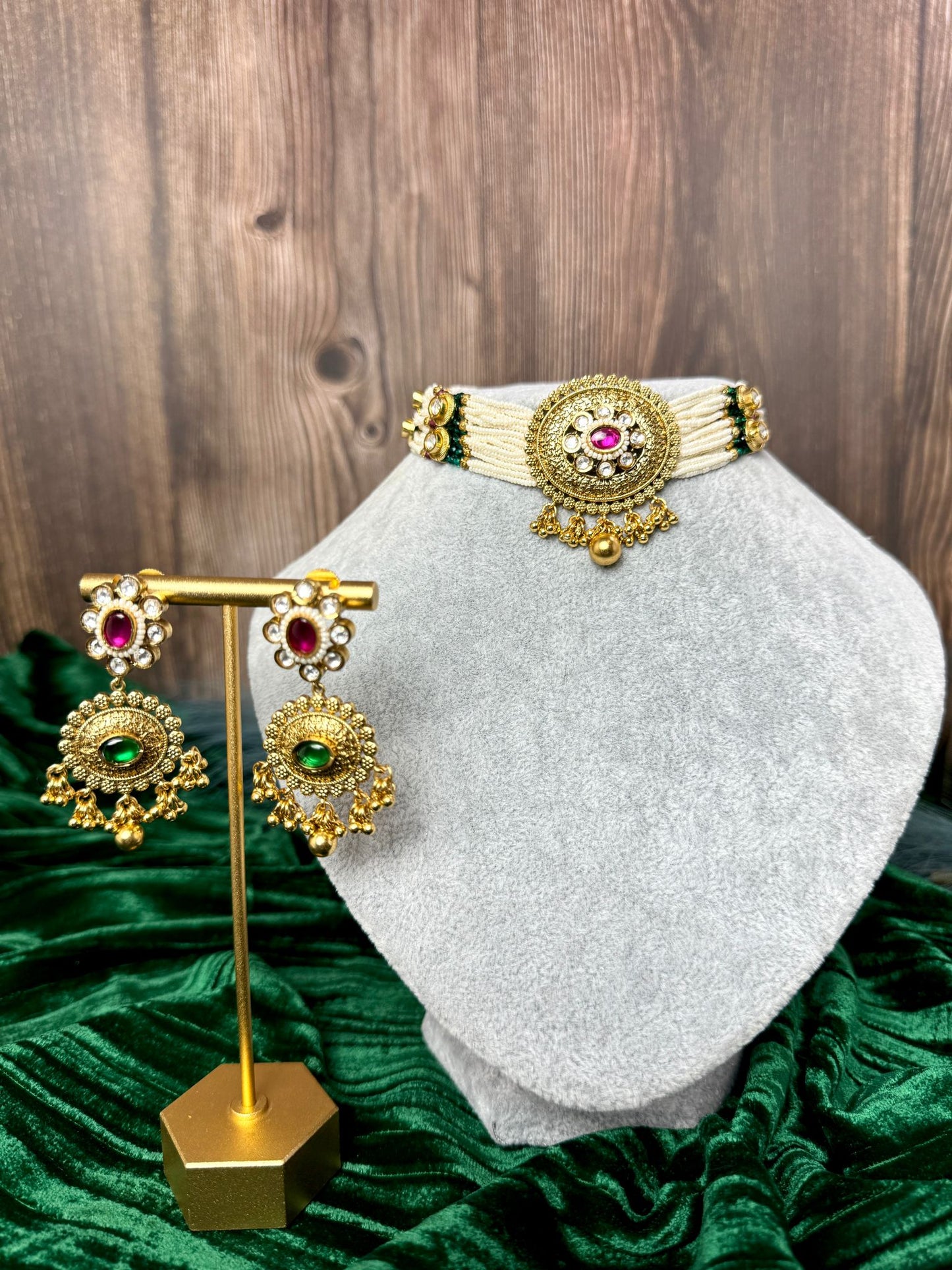 Magenta Green Antique Gold Set- Charisma 1008