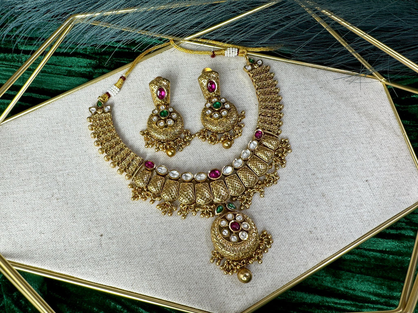 Magenta Green Gold Plated Set- Charisma 1012