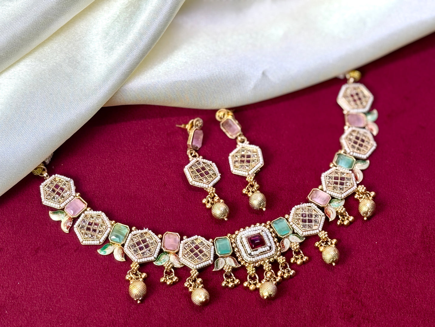 Multicolor Gold Necklace Riva 1002
