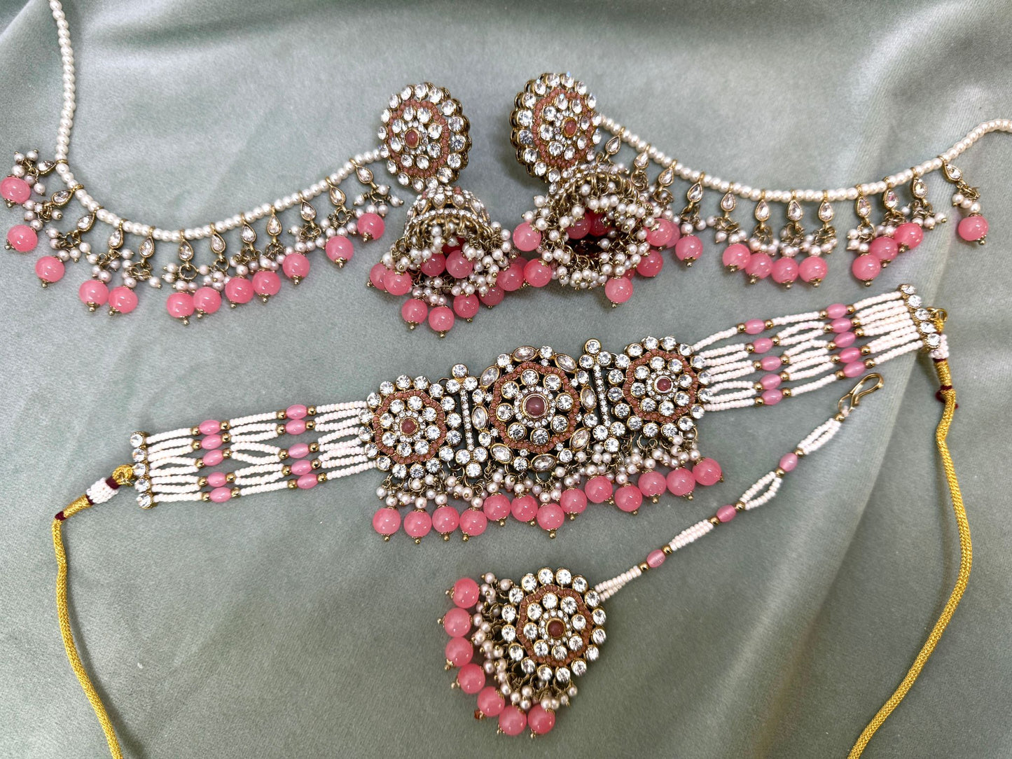 Pink Coral Pearl Choker - Grace 1004
