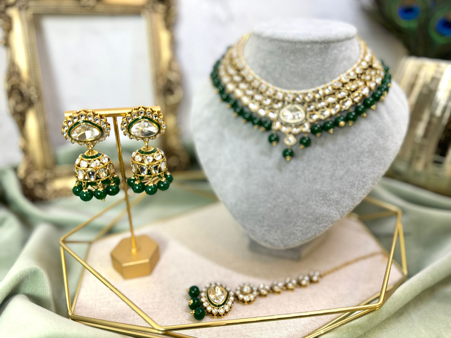 Emerald Green Kundan Choker Set- Grace 1003