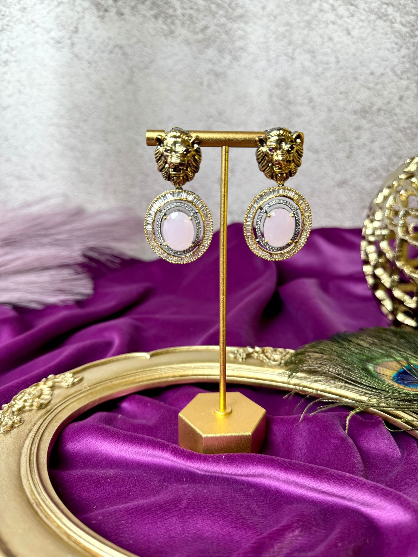 Baby Pink Lion Earrings- Roar 1001