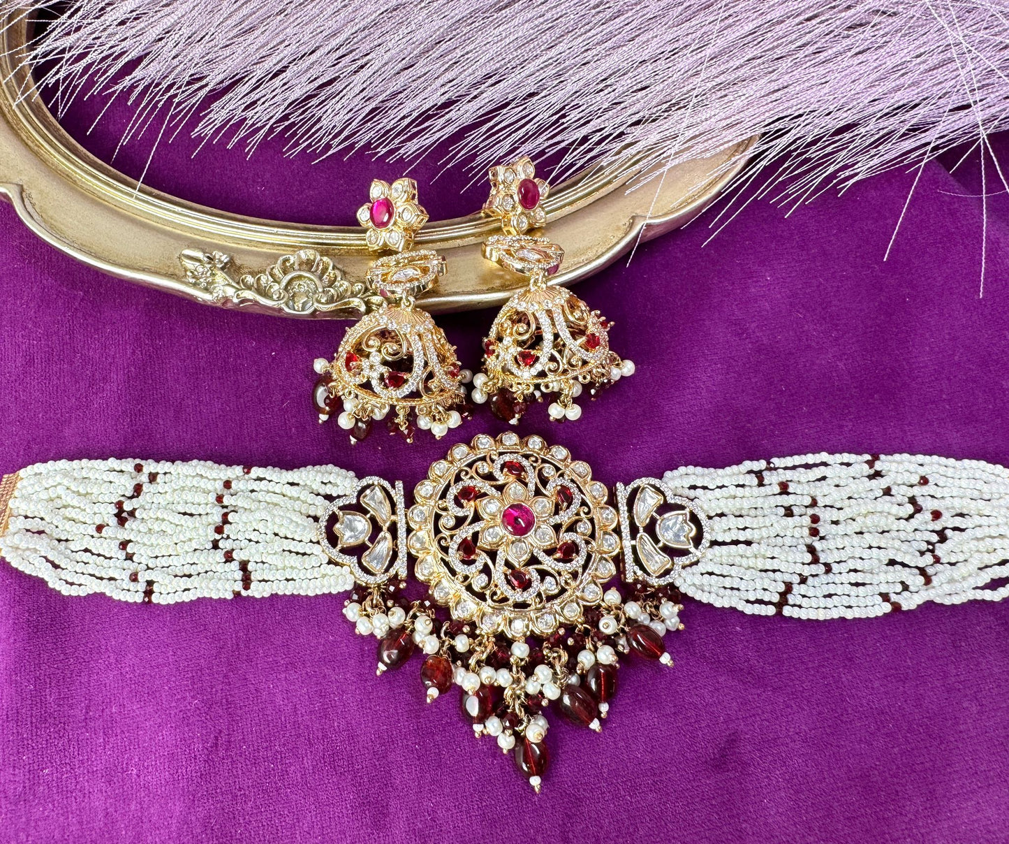 Maroon Kundan Set- Roar 1030