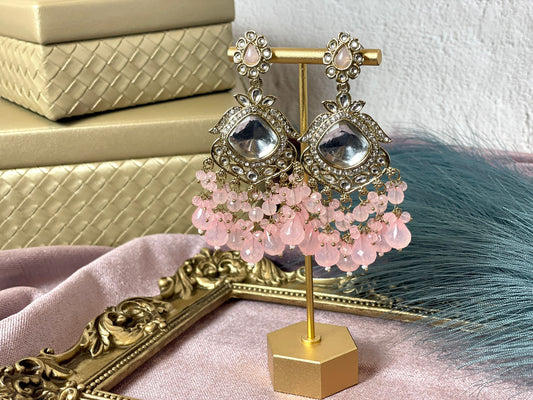 Gold plated light pink earrings