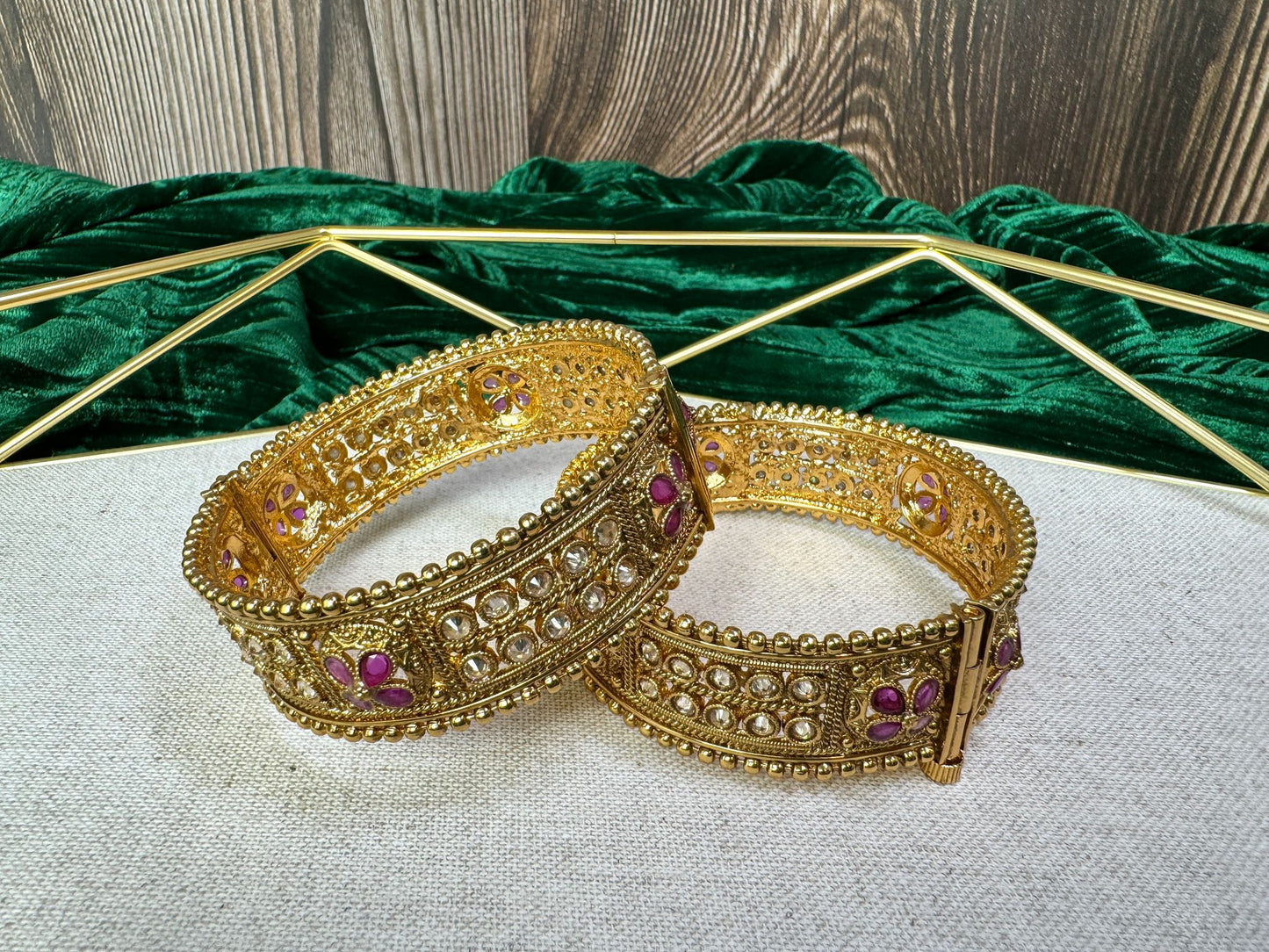 Gold and magenta Kangans- Charisma 1025