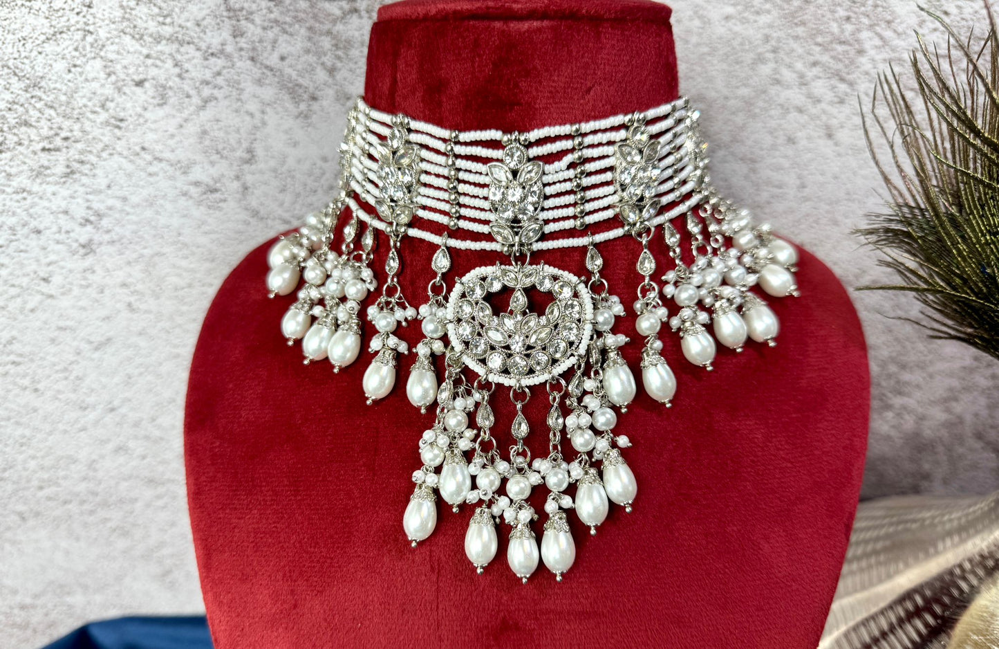 Silver Pearl Bridal Set- Majesty 1012