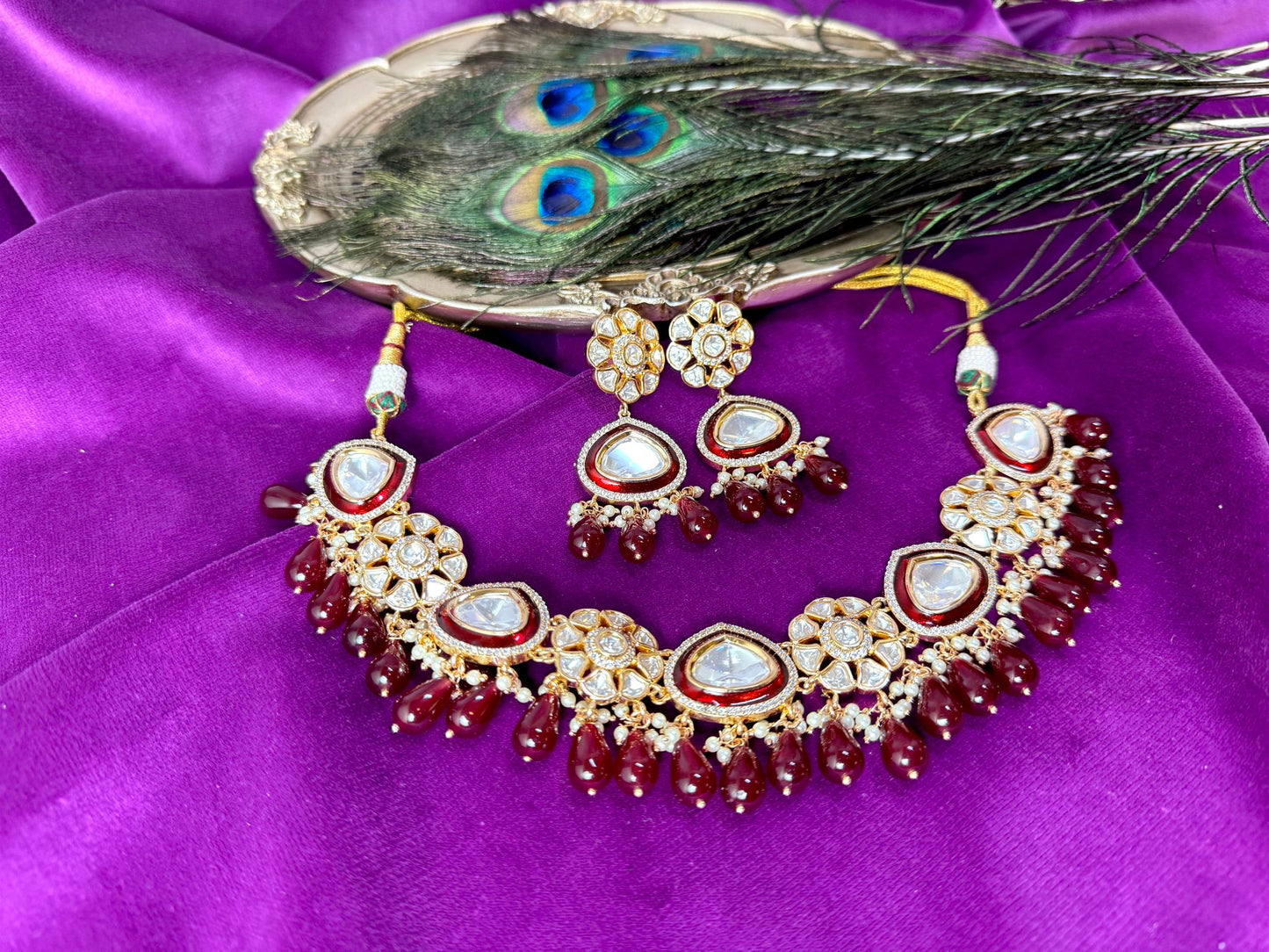 Maroon Gold Kundan Set- Roar 1011
