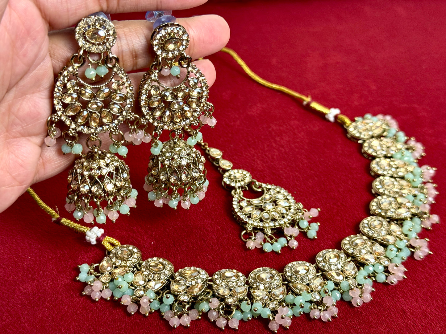 Mint Green Pink Swarna 1005
