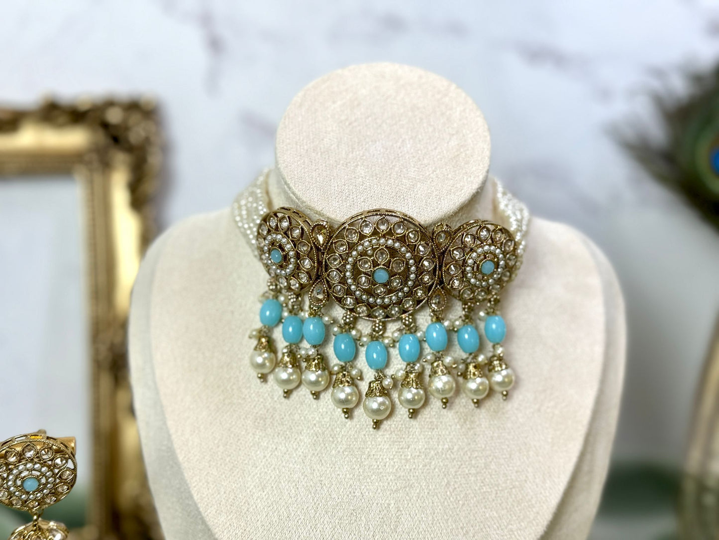 Sky Blue Pearl Choker - Grace 1002