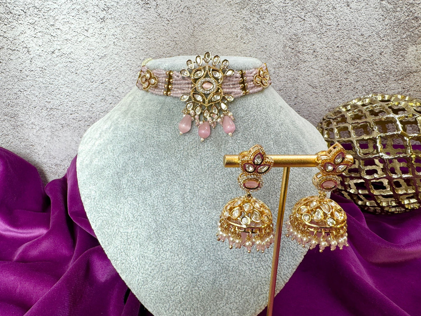 Baby Pink Tyaani Kundan set- Roar 1013