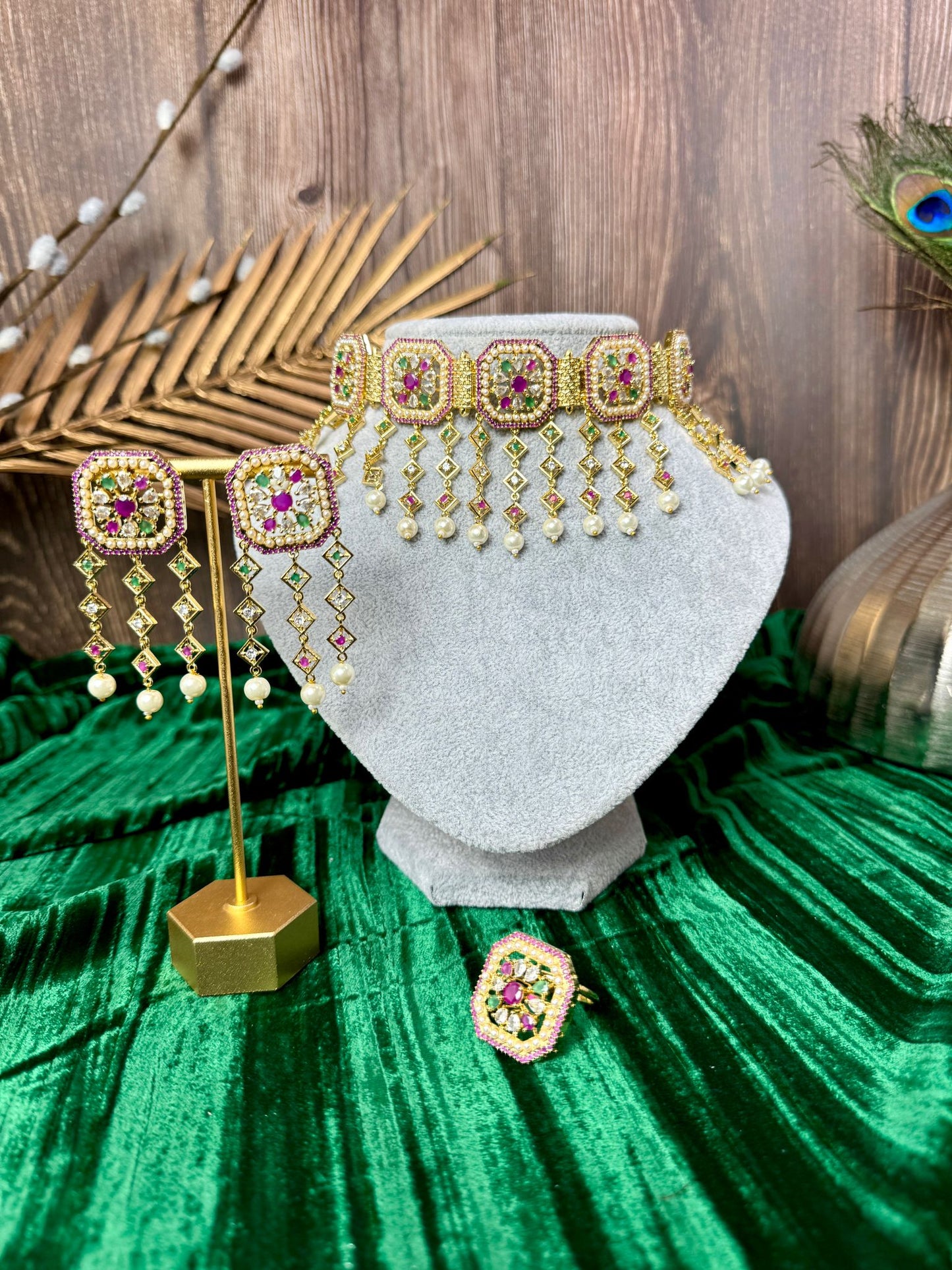 Magenta Green Crystal Set- Charisma 1004