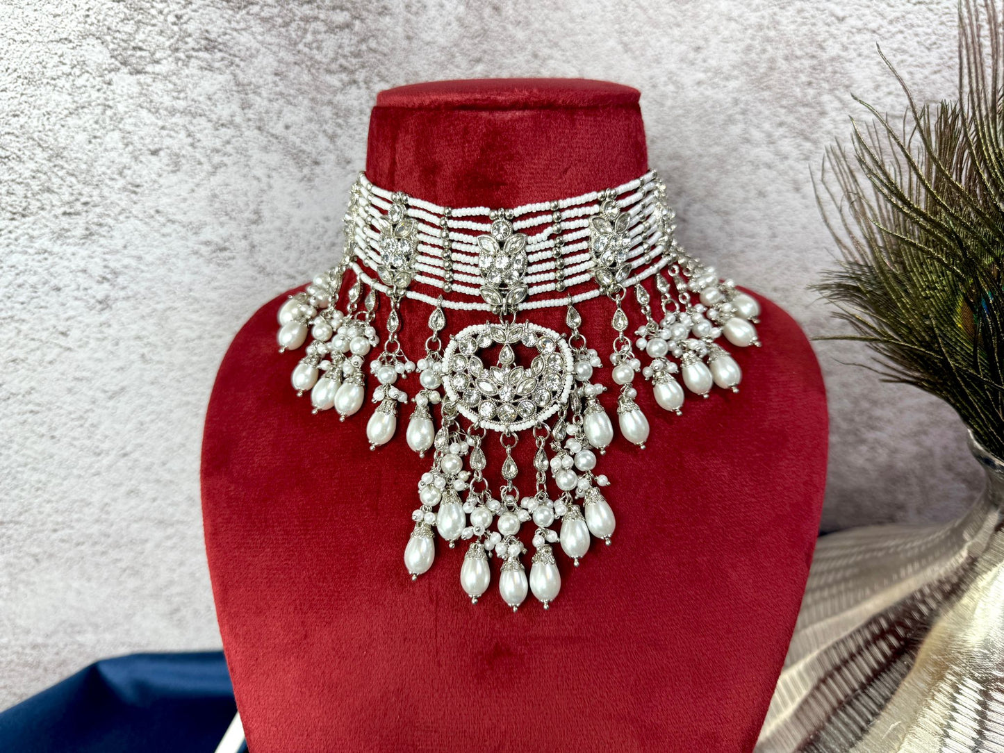 Silver Pearl Bridal Set- Majesty 1012