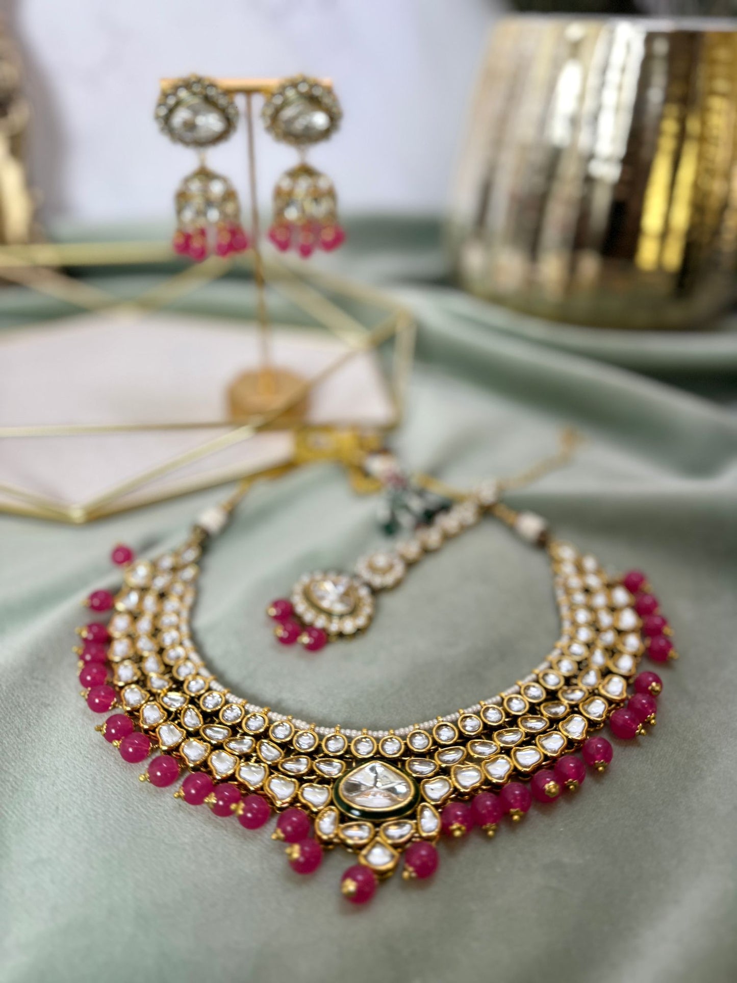 Magenta Kundan Choker Set - Grace 1003