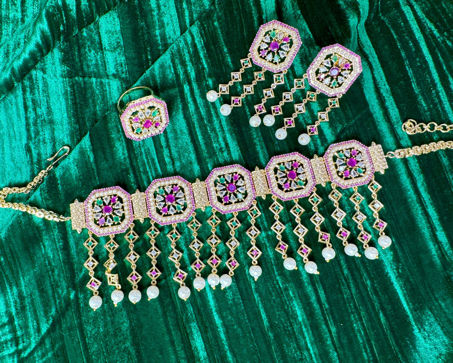 Magenta Green Crystal Set- Charisma 1004