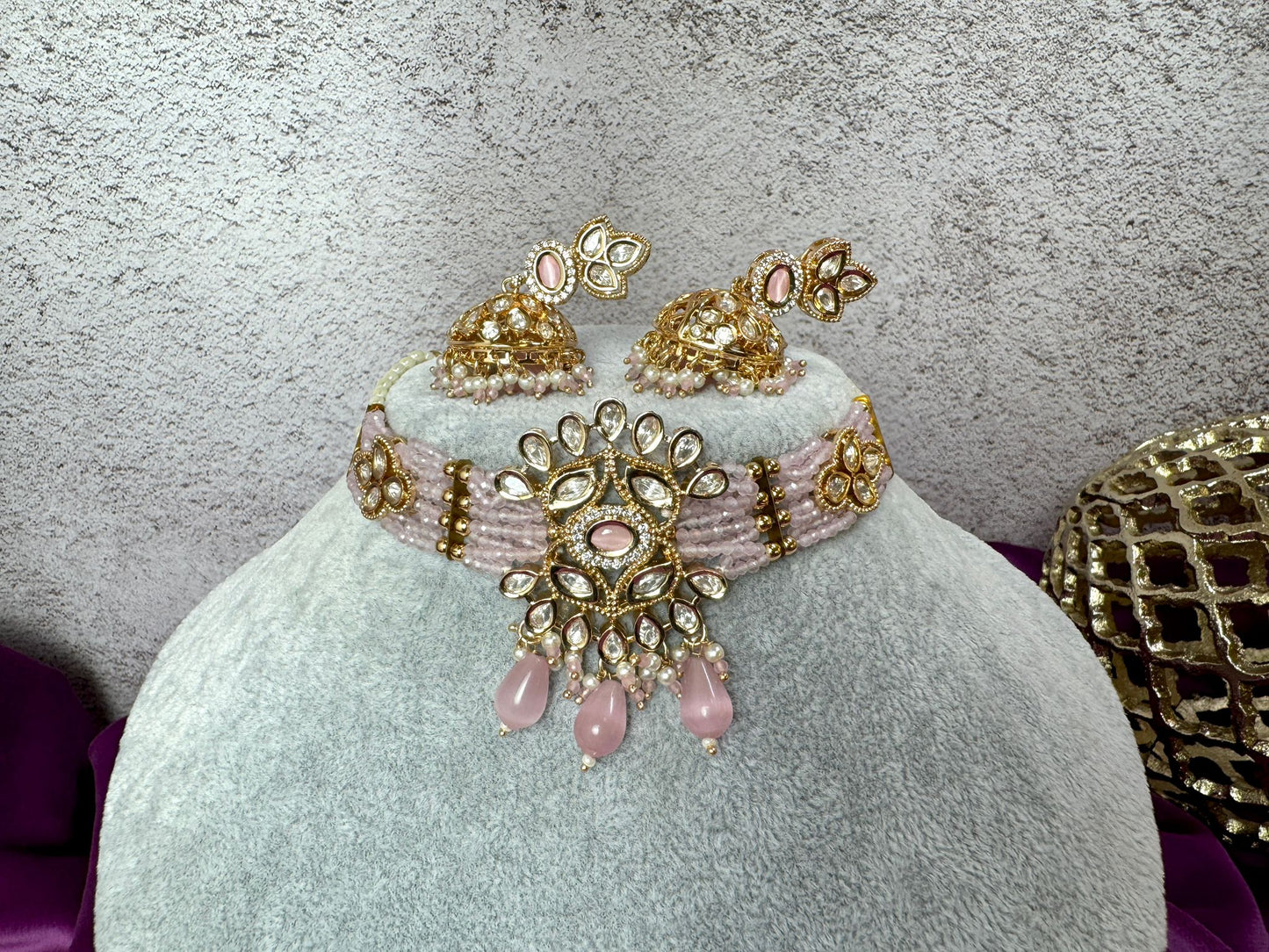 Baby Pink Tyaani Kundan set- Roar 1013