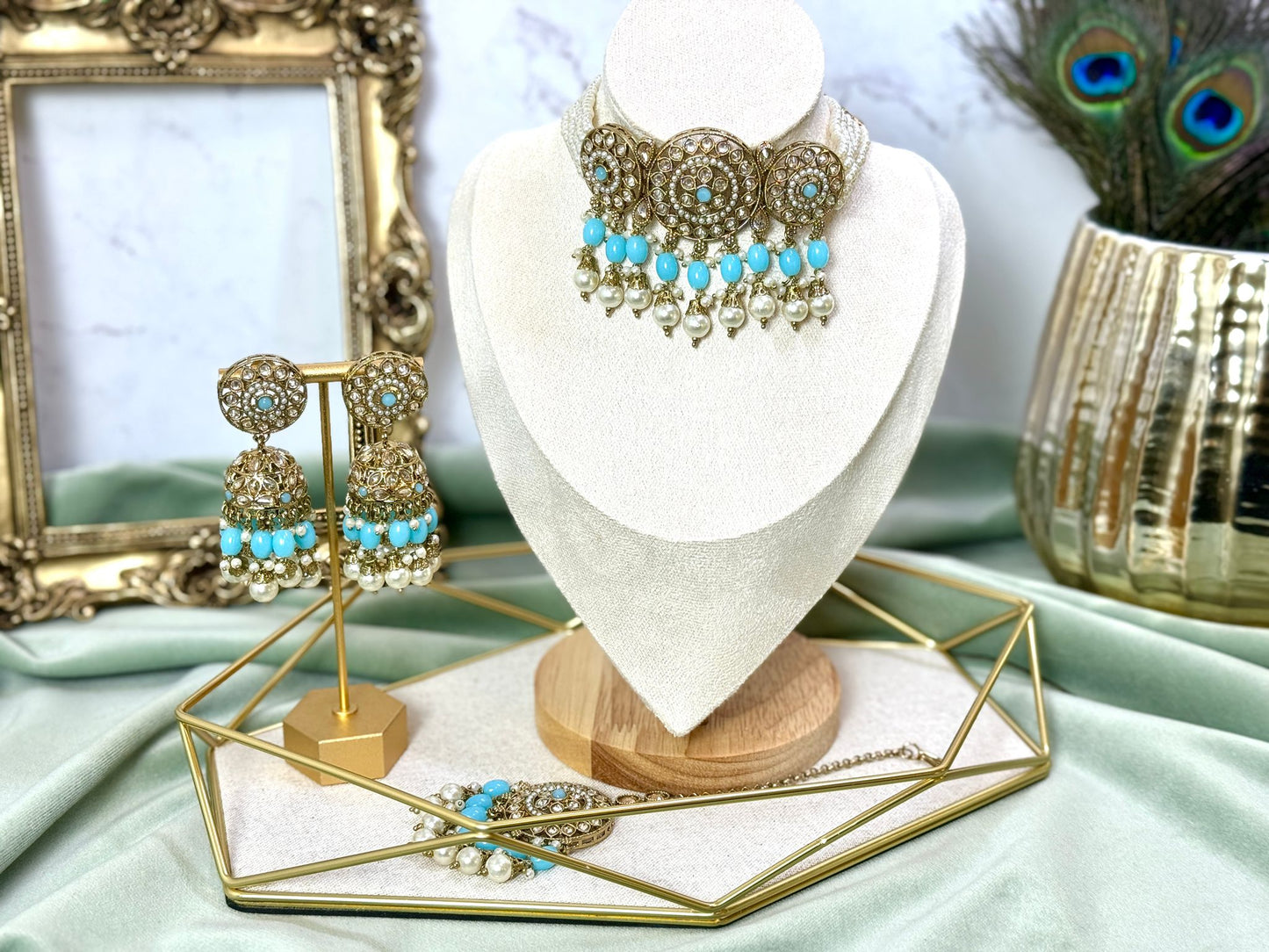 Sky Blue Pearl Choker - Grace 1002