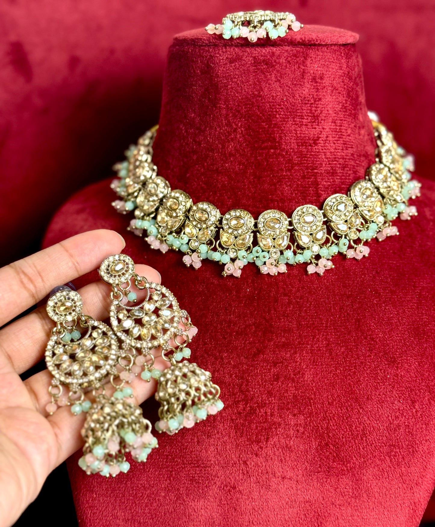Mint Green Pink Swarna 1005