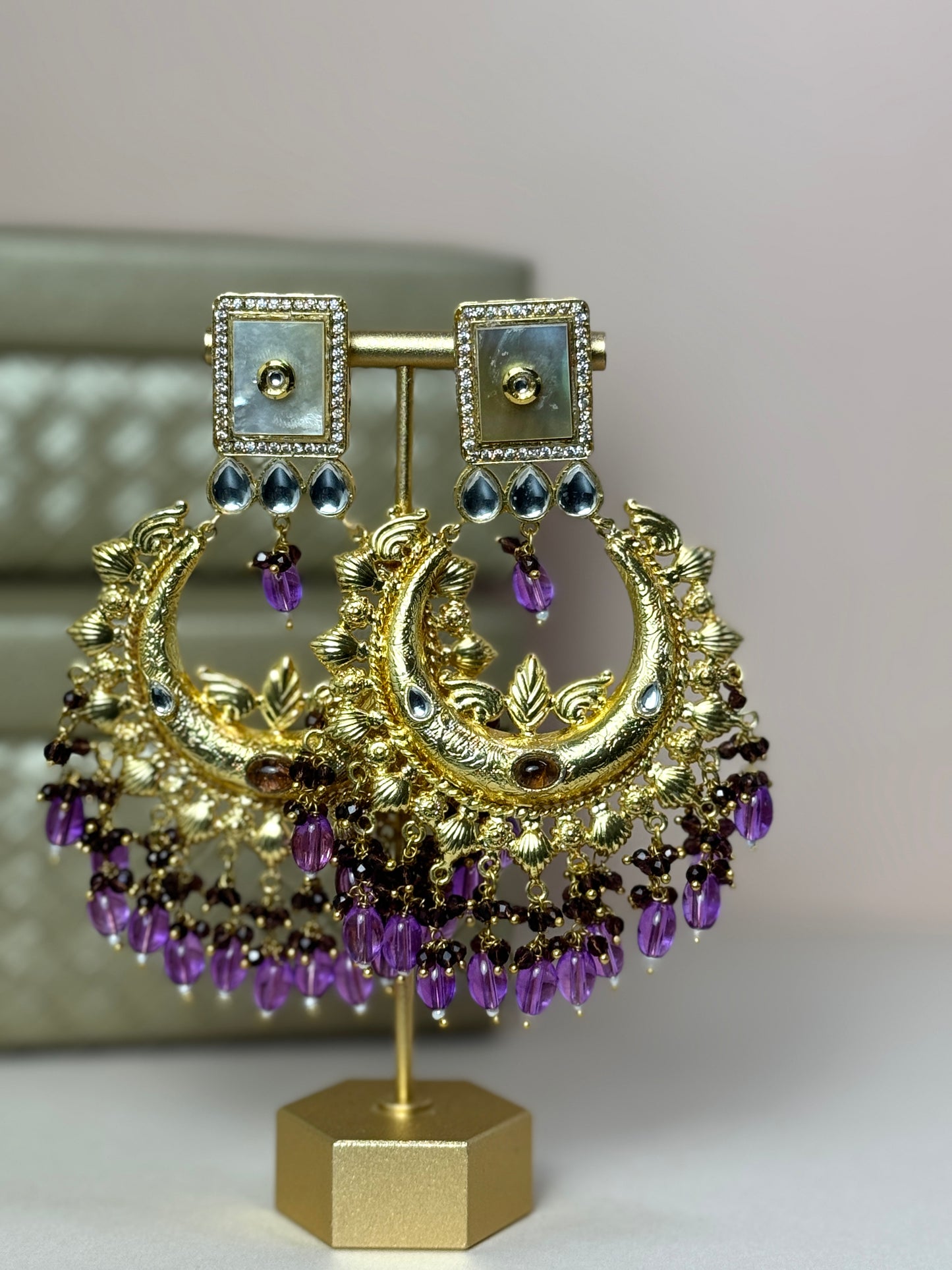 Purple Gold Earrings- Lux