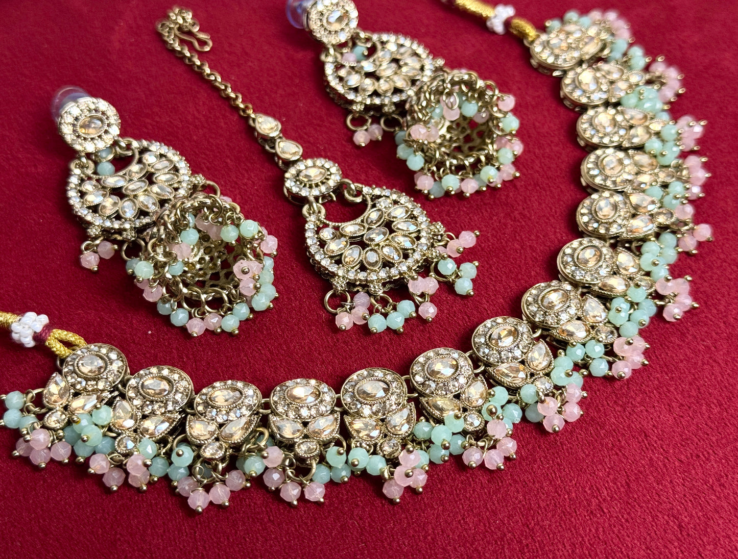 Mint Green Pink Swarna 1005