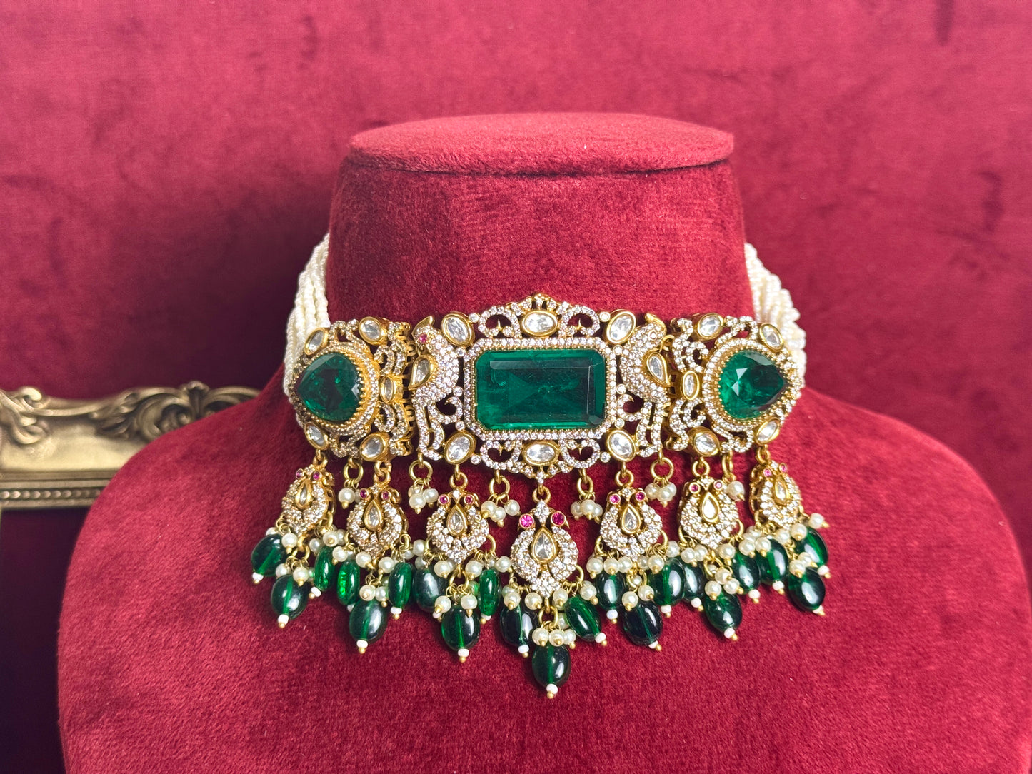Emerald green bridal set Swarna 1007