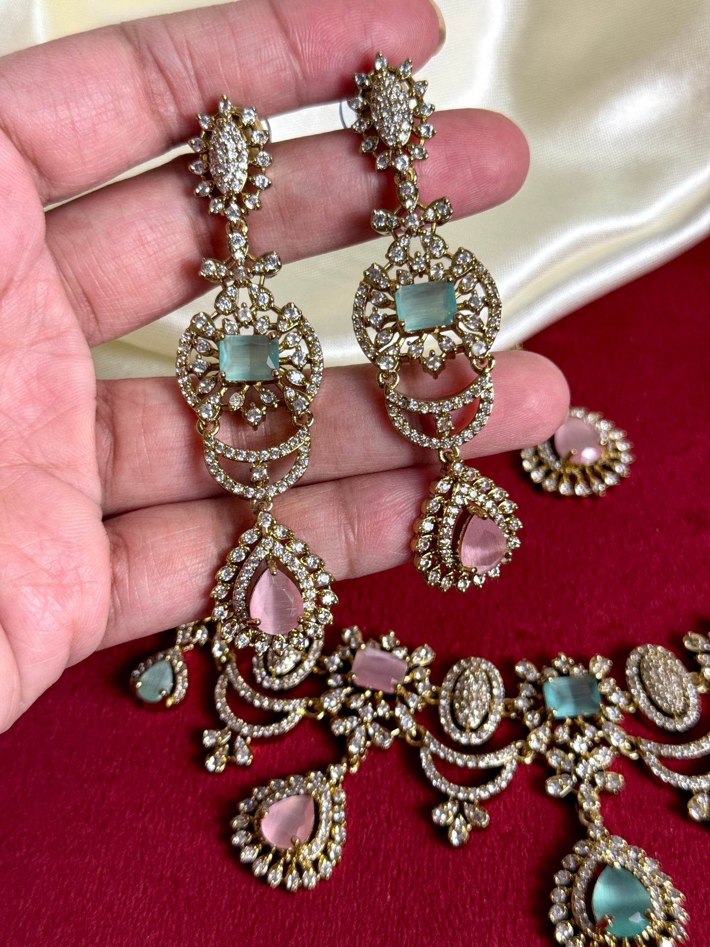 Bridal Pink Mint Green Victorian Set Swarna 1009
