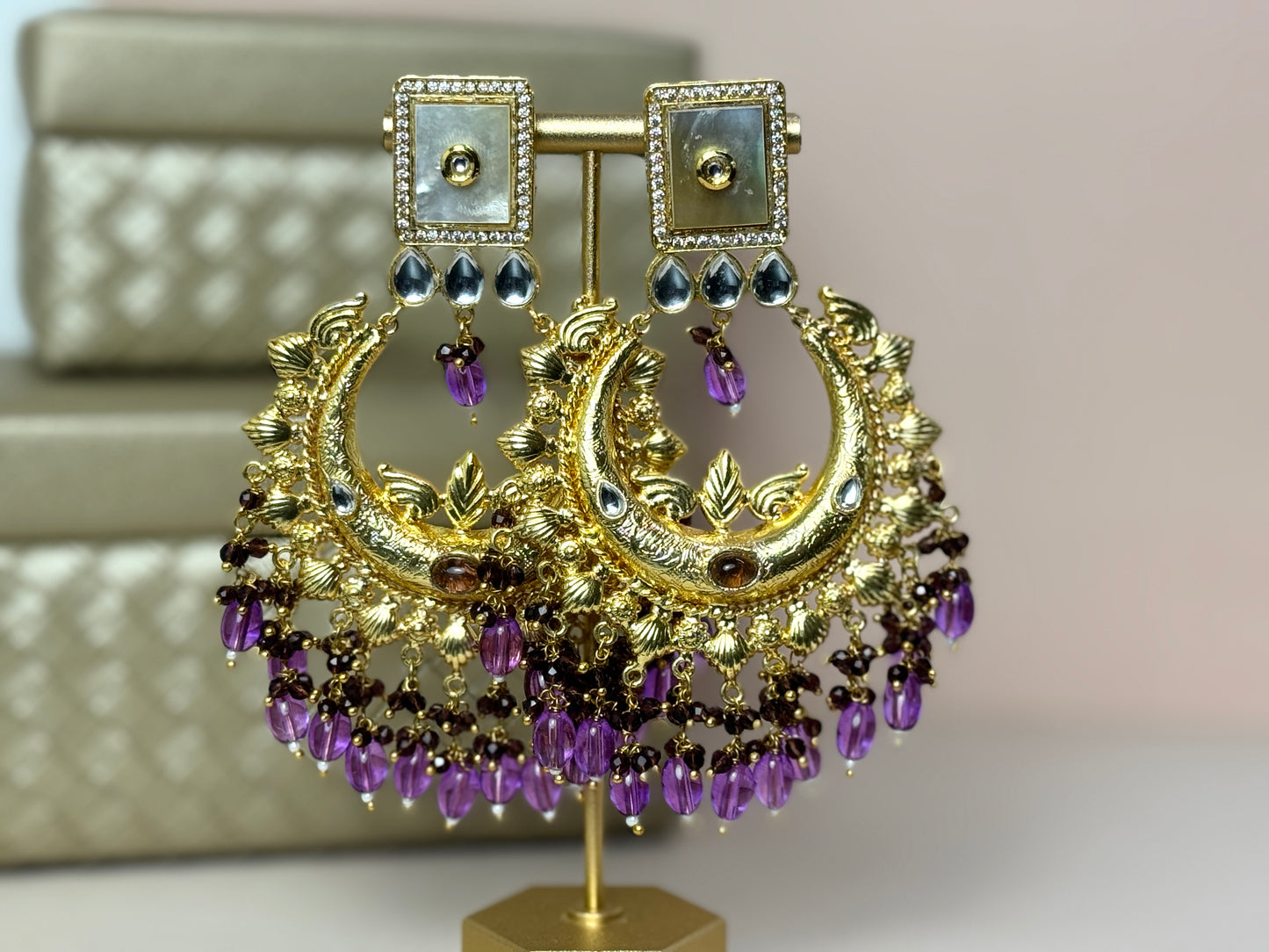 Purple Gold Earrings- Lux