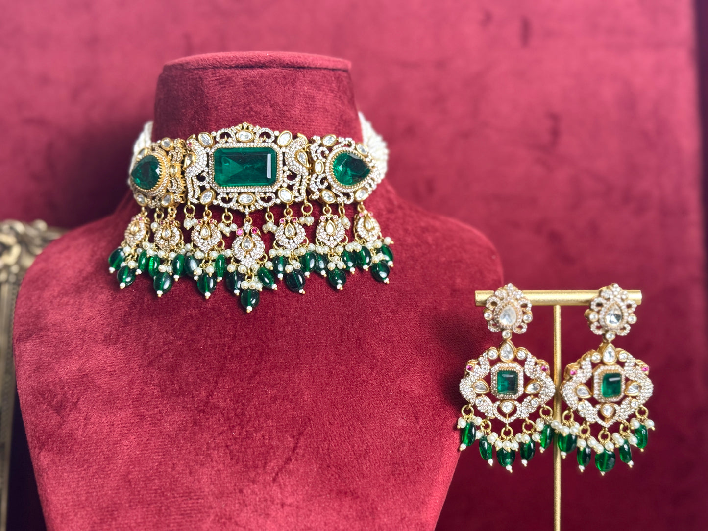 Emerald green bridal set Swarna 1007