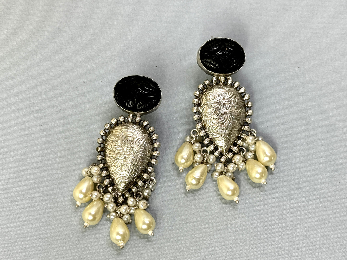 Black Silver Earrings- Lux