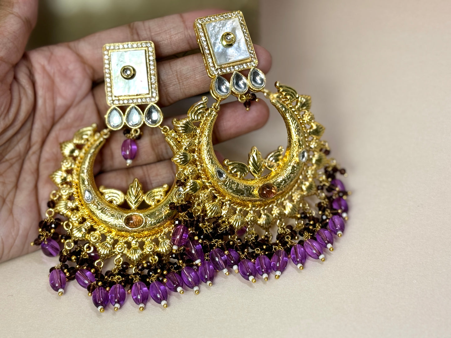 Purple Gold Earrings- Lux