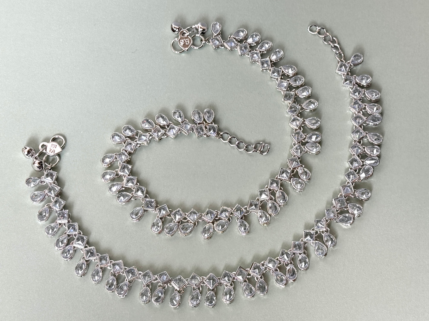 Silver Crystal Payal