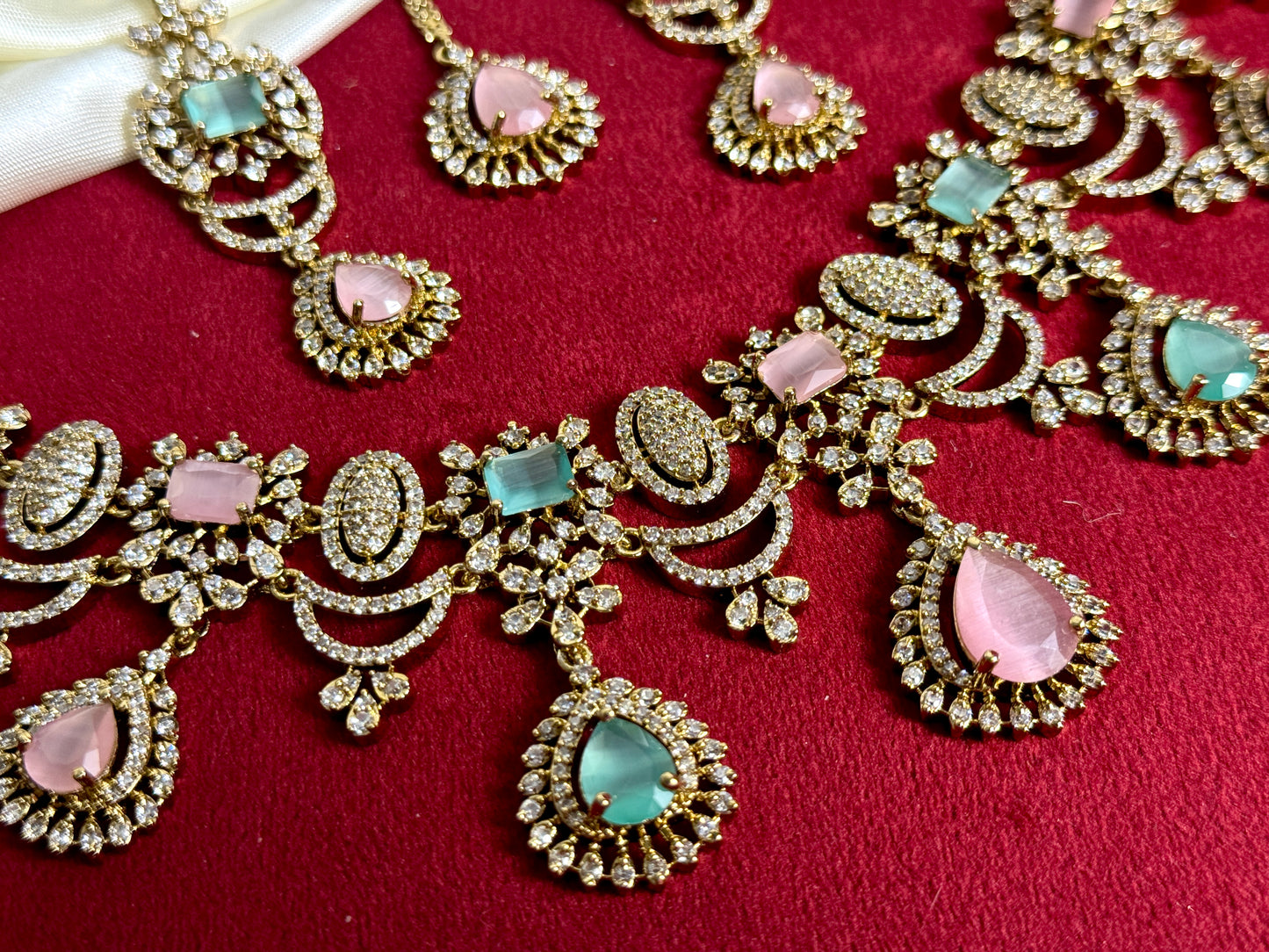Bridal Pink Mint Green Victorian Set Swarna 1009