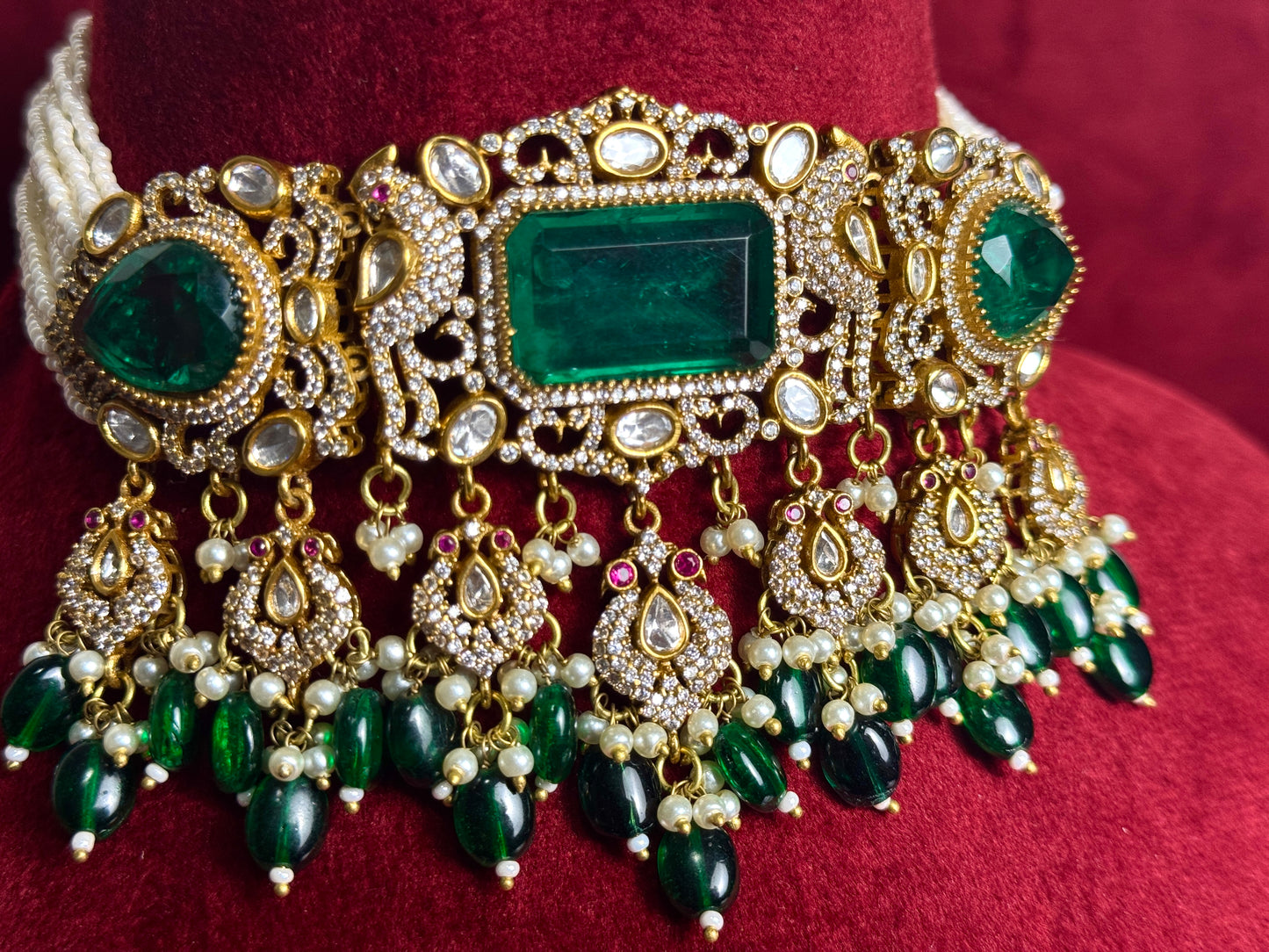 Emerald green bridal set Swarna 1007