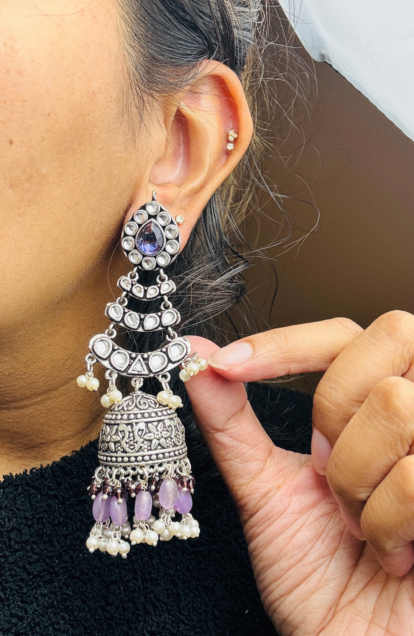Purple Oxi Jhumkas- Lux