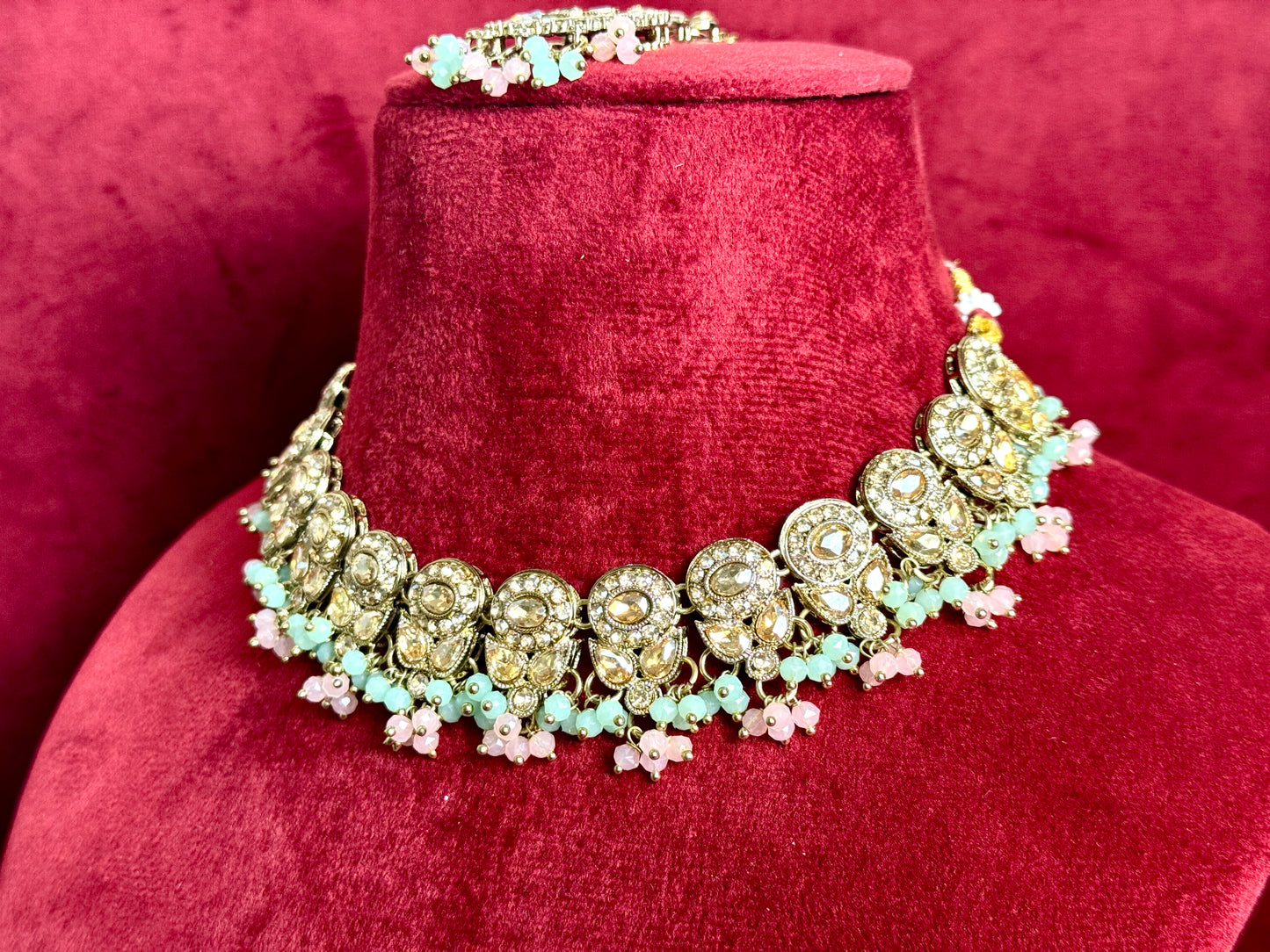 Mint Green Pink Swarna 1005