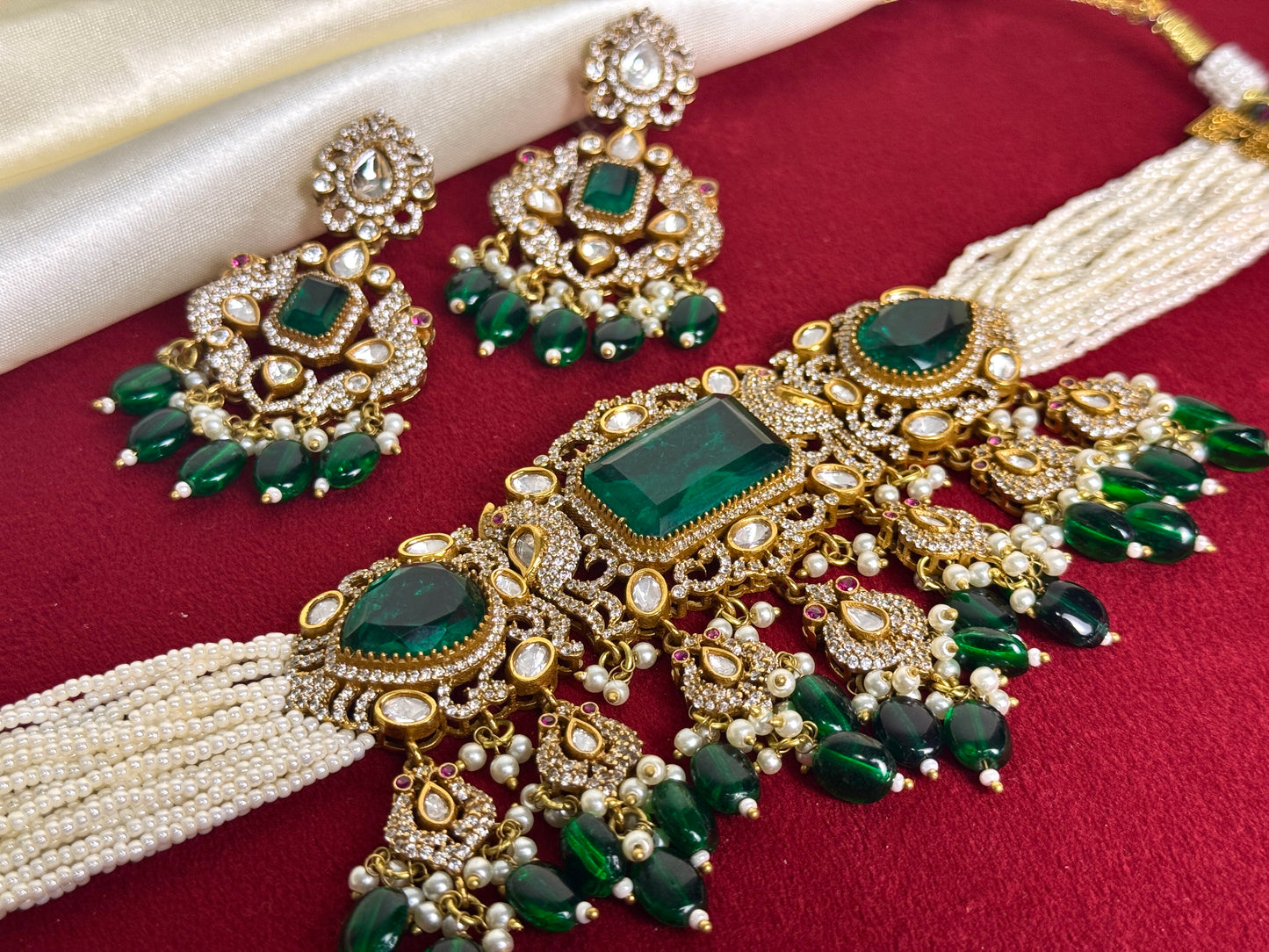 Emerald green bridal set Swarna 1007