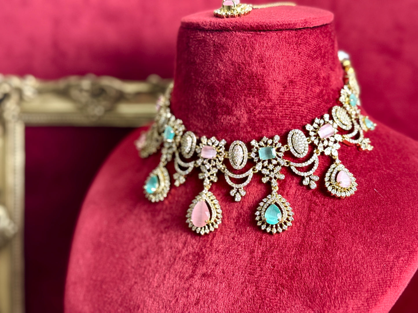 Bridal Pink Mint Green Victorian Set Swarna 1009
