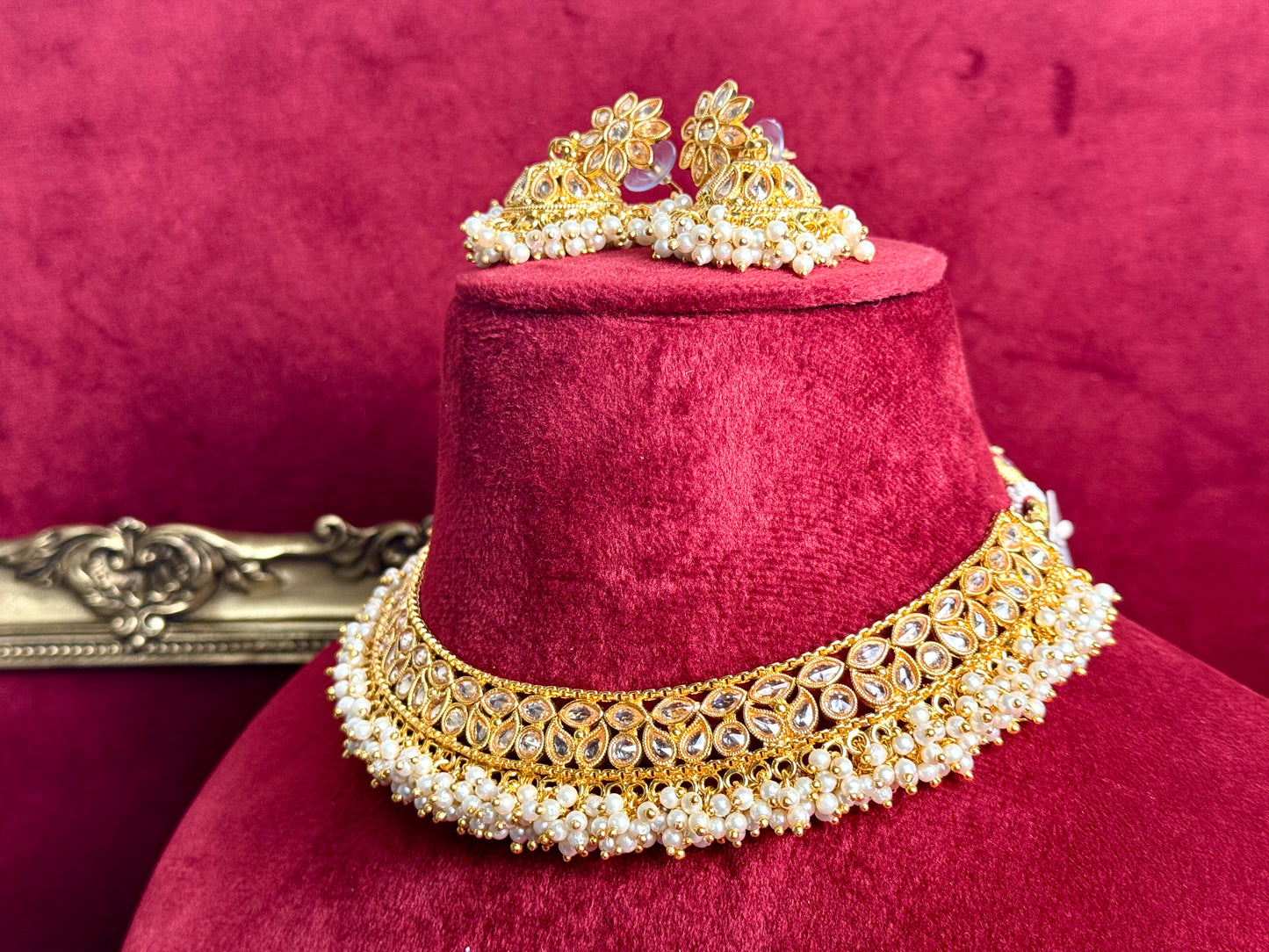 Gold Plated Pearl Set Swarna 1003