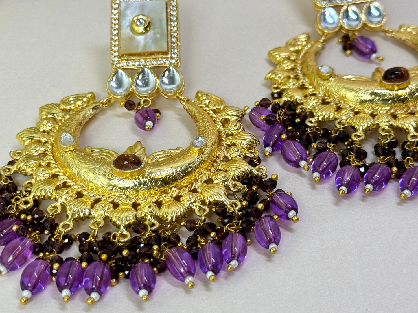 Purple Gold Earrings- Lux