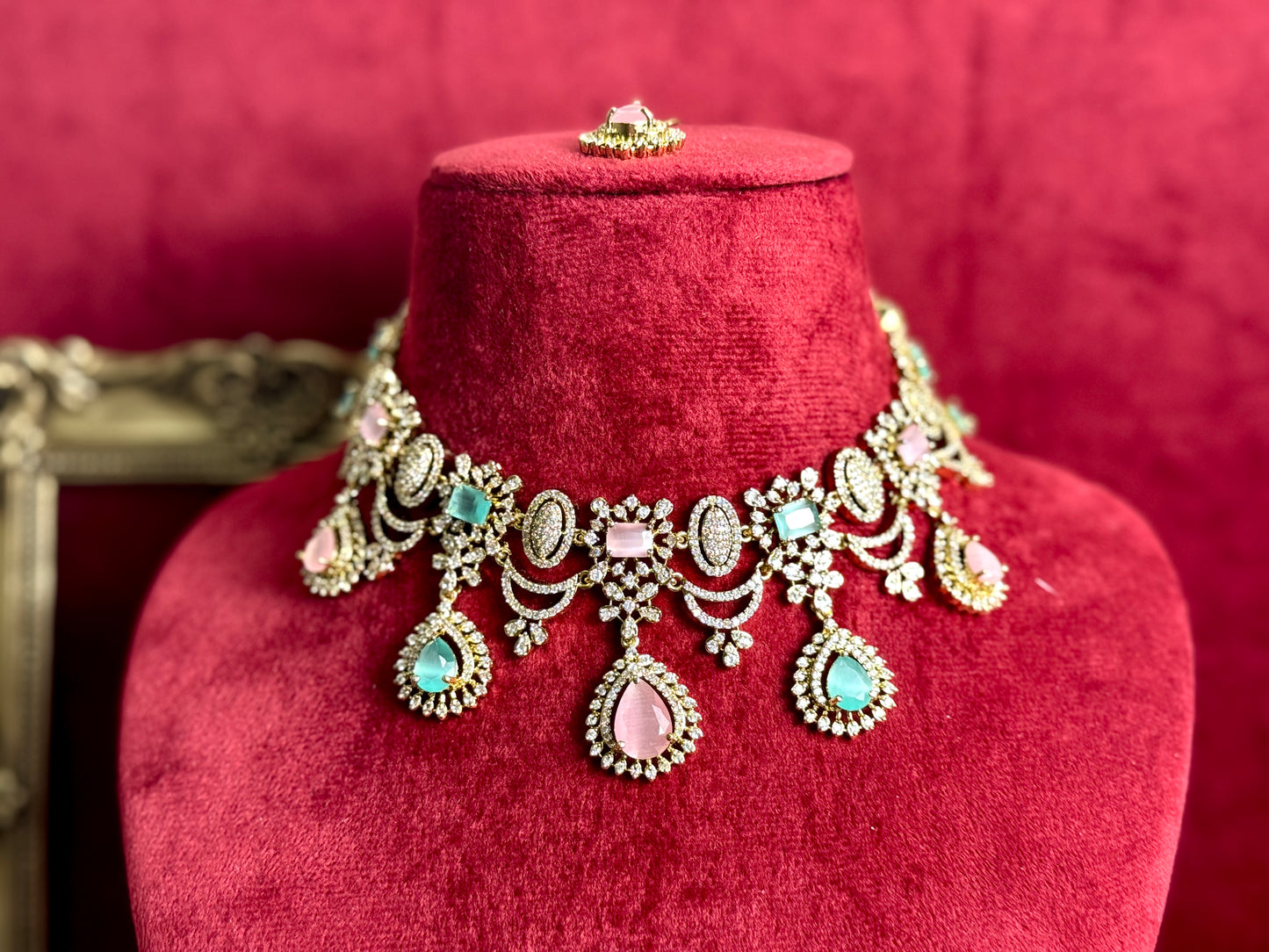 Bridal Pink Mint Green Victorian Set Swarna 1009