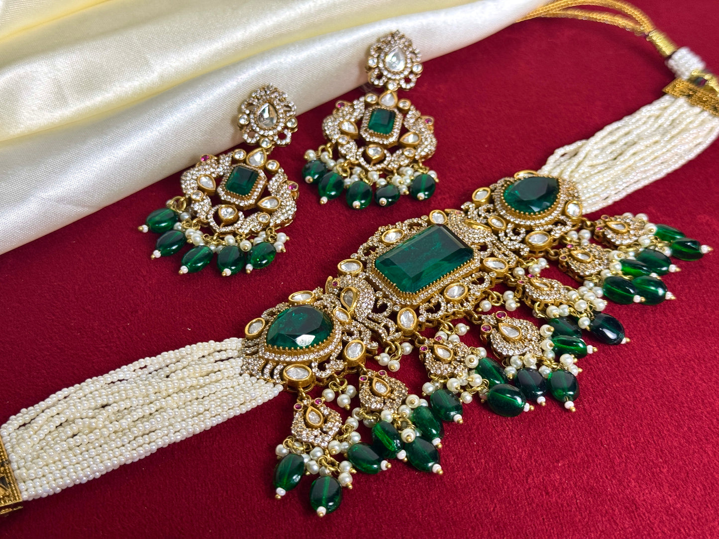 Emerald green bridal set Swarna 1007