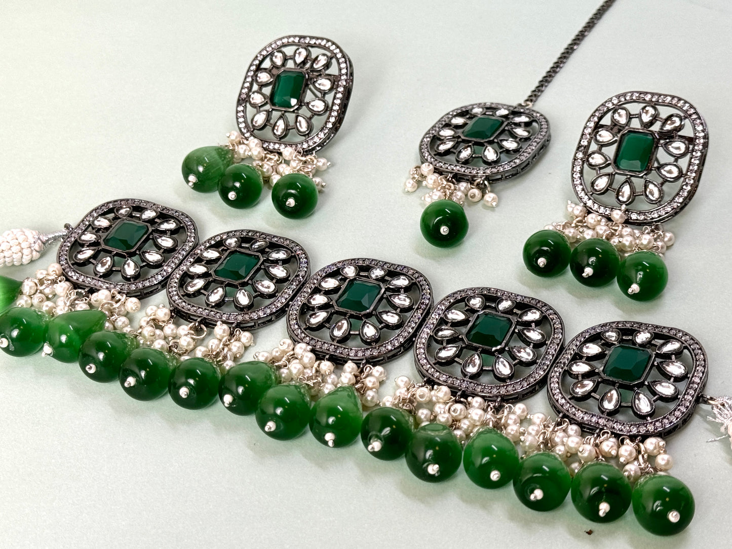 Emerald Green Oxidized Set- Radiance