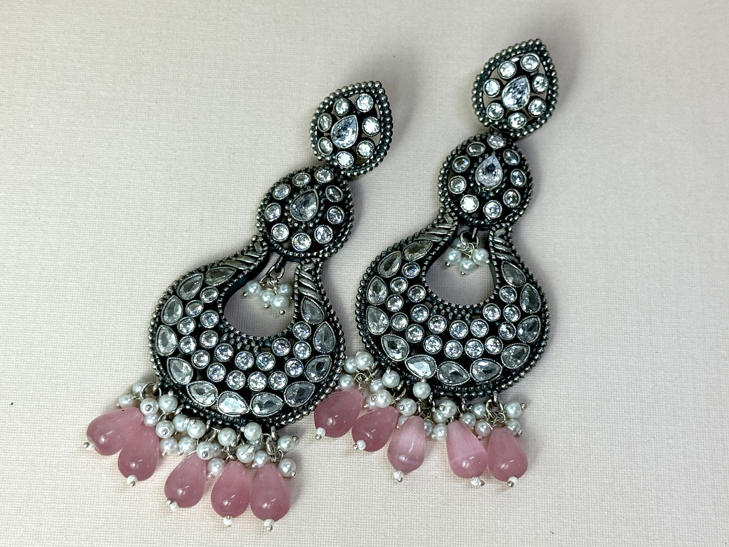 Pink Rhinestone Earrings- Lux