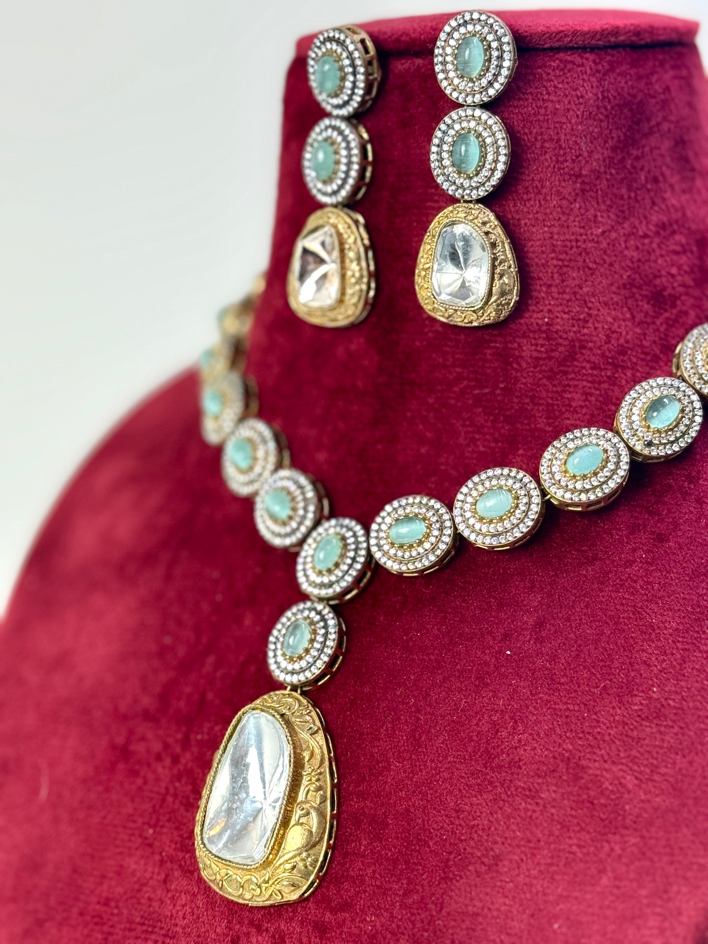 Mint green and gold Long Set- Radiance